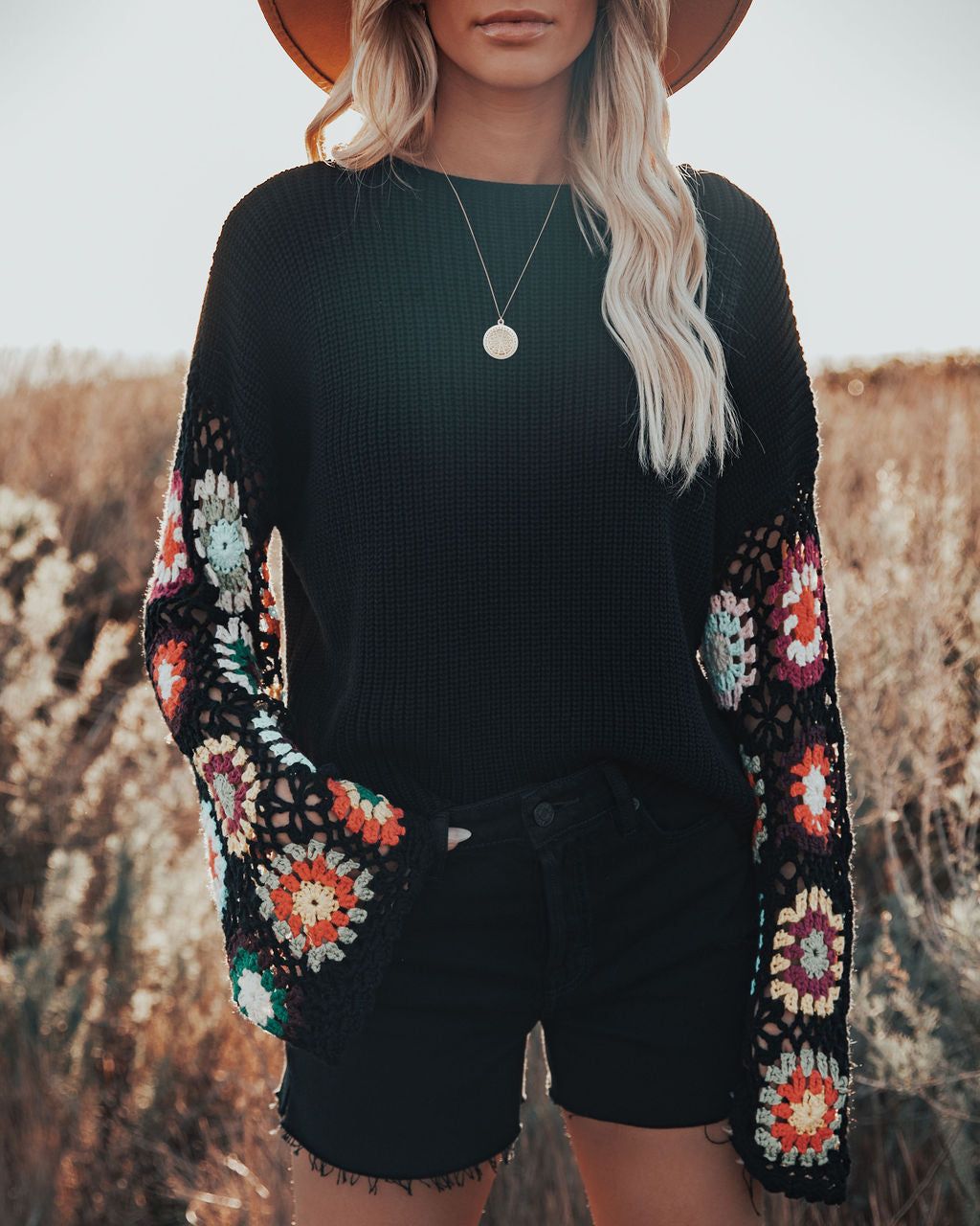 Wallflower Cotton Blend Crochet Sleeve Sweater - SALE sold by Vici product image thumbnail 7