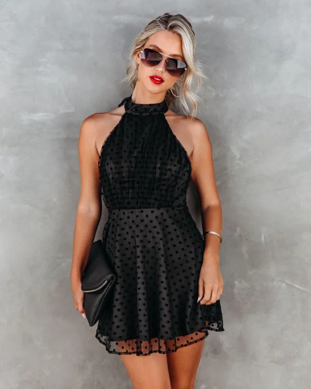 Nights In Paris Halter Polkadot Mini Dress sold by Vici