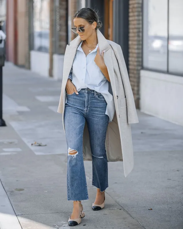 Shane Distressed High Rise Stretch Crop Flare Jeans sold by Vici