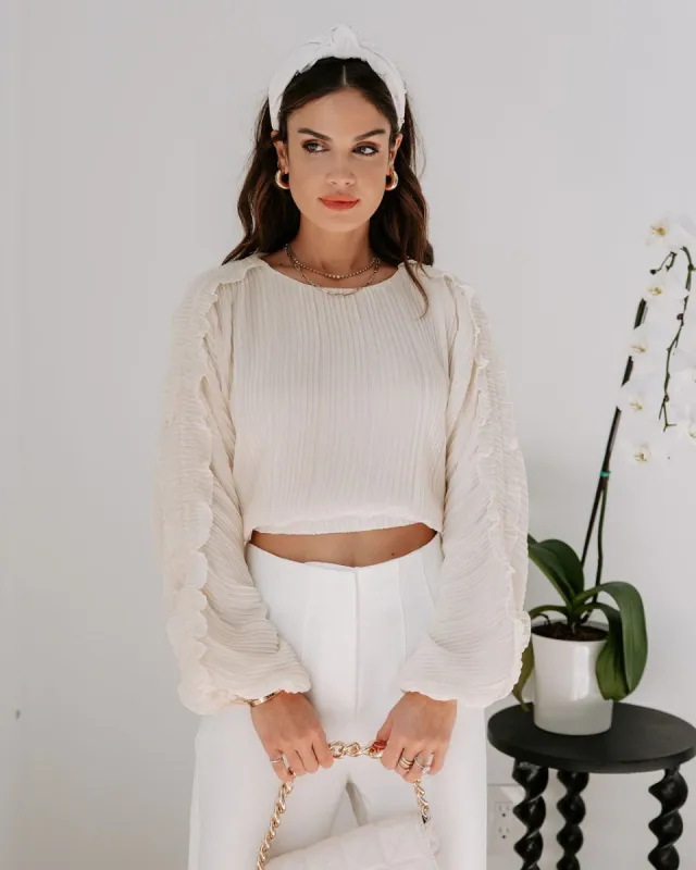 Caitlin Plisse Chiffon Top sold by Vici