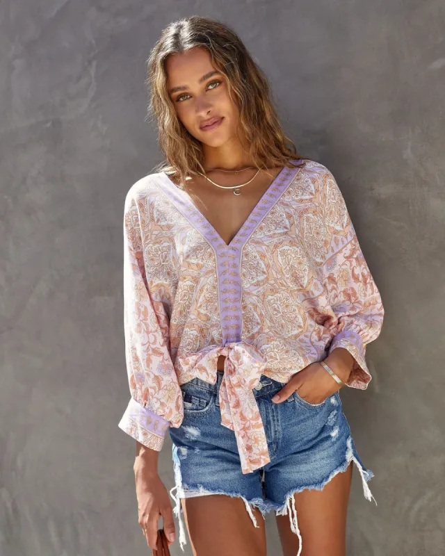 Tayla Printed Front Tie Top - FINAL SALE sold by Vici