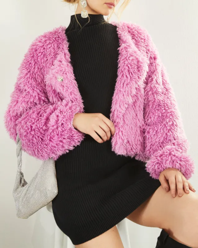 Mila Pocketed Shaggy Faux Fur Jacket sold by Vici