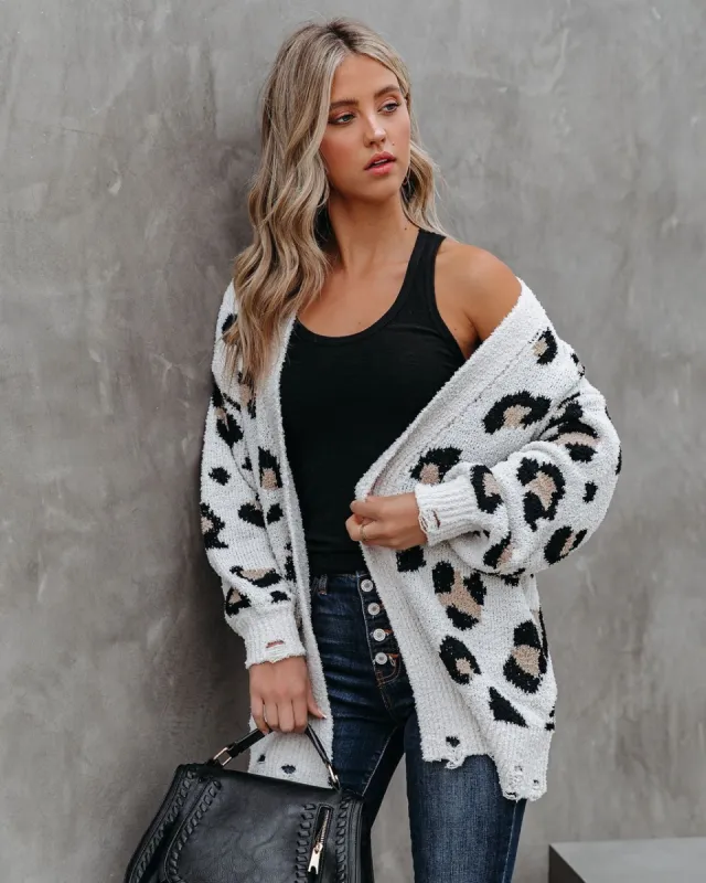 Briley Distressed Knit Leopard Cardigan - FINAL SALE sold by Vici