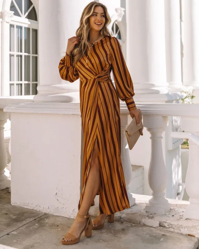 Jiya Satin Striped Twist Front Maxi Dress - FINAL SALE sold by Vici