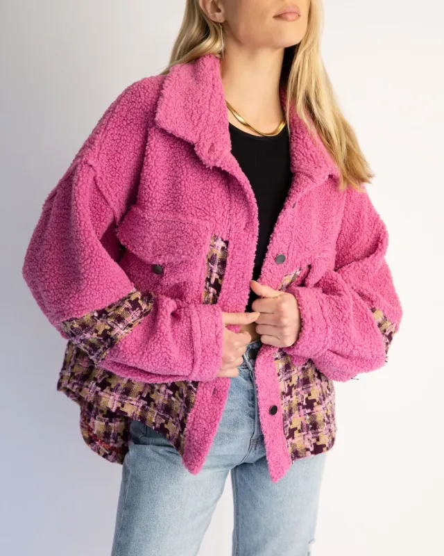 Avery Sherpa Tweed Contrast Jacket sold by Vici