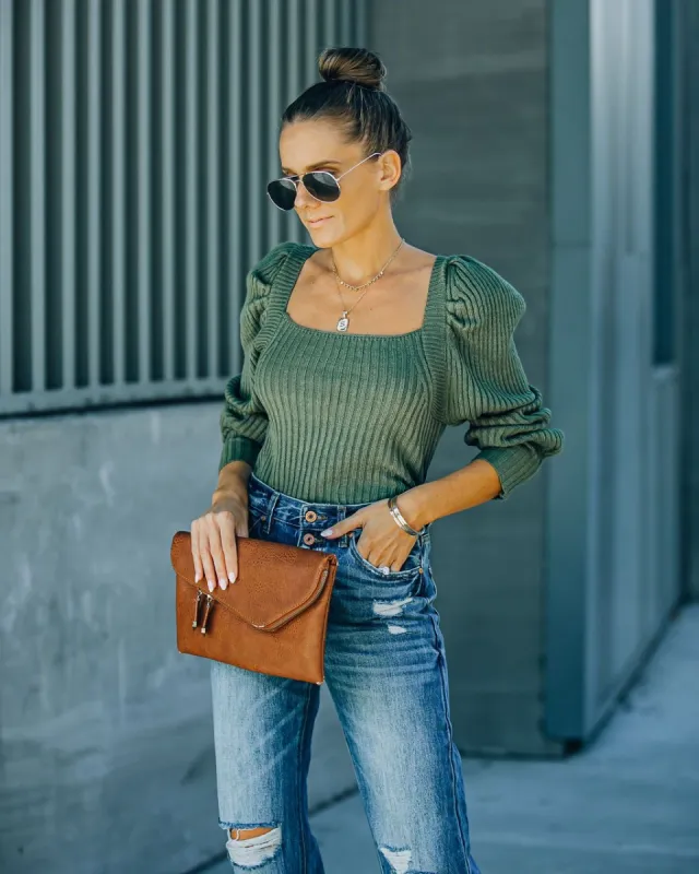 Ford Square Neck Knit Sweater - Fern Green - FINAL SALE sold by Vici