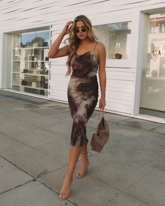 Delilah Satin Tie Dye Maxi Slip Dress - FINAL SALE sold by Vici