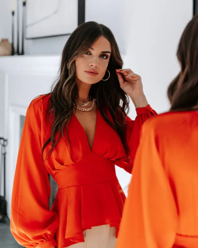 Gianna Plunge Neck Long Sleeve Top sold by Vici
