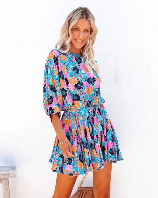 Zimi Floral Tassel Tie Mini Dress - FINAL SALE sold by Vici