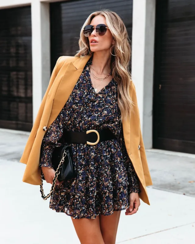 Make It Count Floral Smocked Ruffle Mini Dress sold by Vici