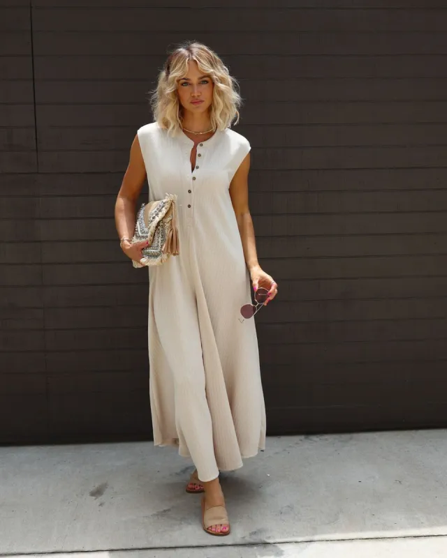 Cyndella Pocketed Jumpsuit - Sand - LAST CHANCE sold by Vici