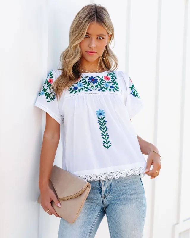 Jakota Cotton Embroidered Babydoll Top - FINAL SALE sold by Vici