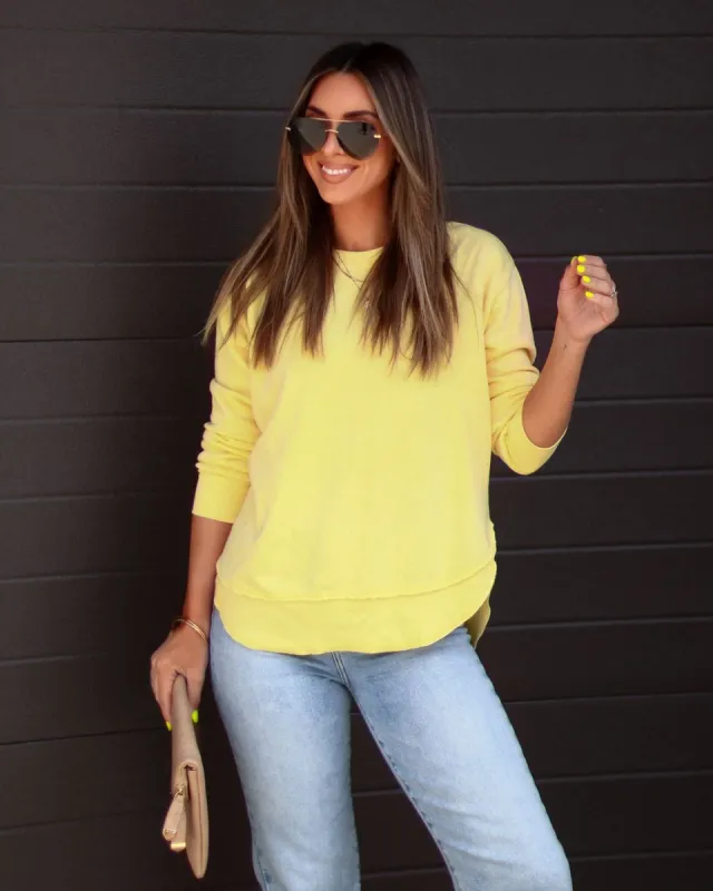Al Fresco Cotton Blend Knit Pullover - Lemon - SALE sold by Vici