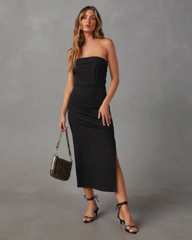 Capture The Moment Strapless Midi Dress sold by Vici