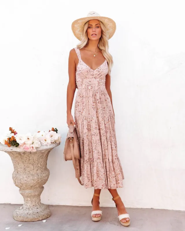 Yaritza Floral Tiered Midi Dress sold by Vici