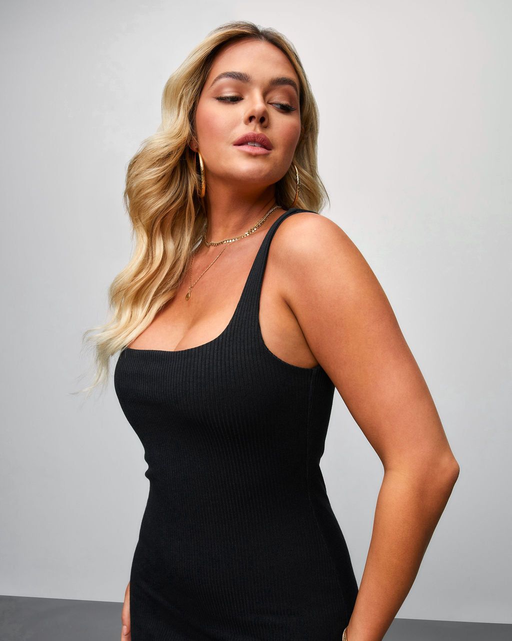 Finn Ribbed Slit Midi Dress - Black - FINAL SALE sold by Vici product image thumbnail 3