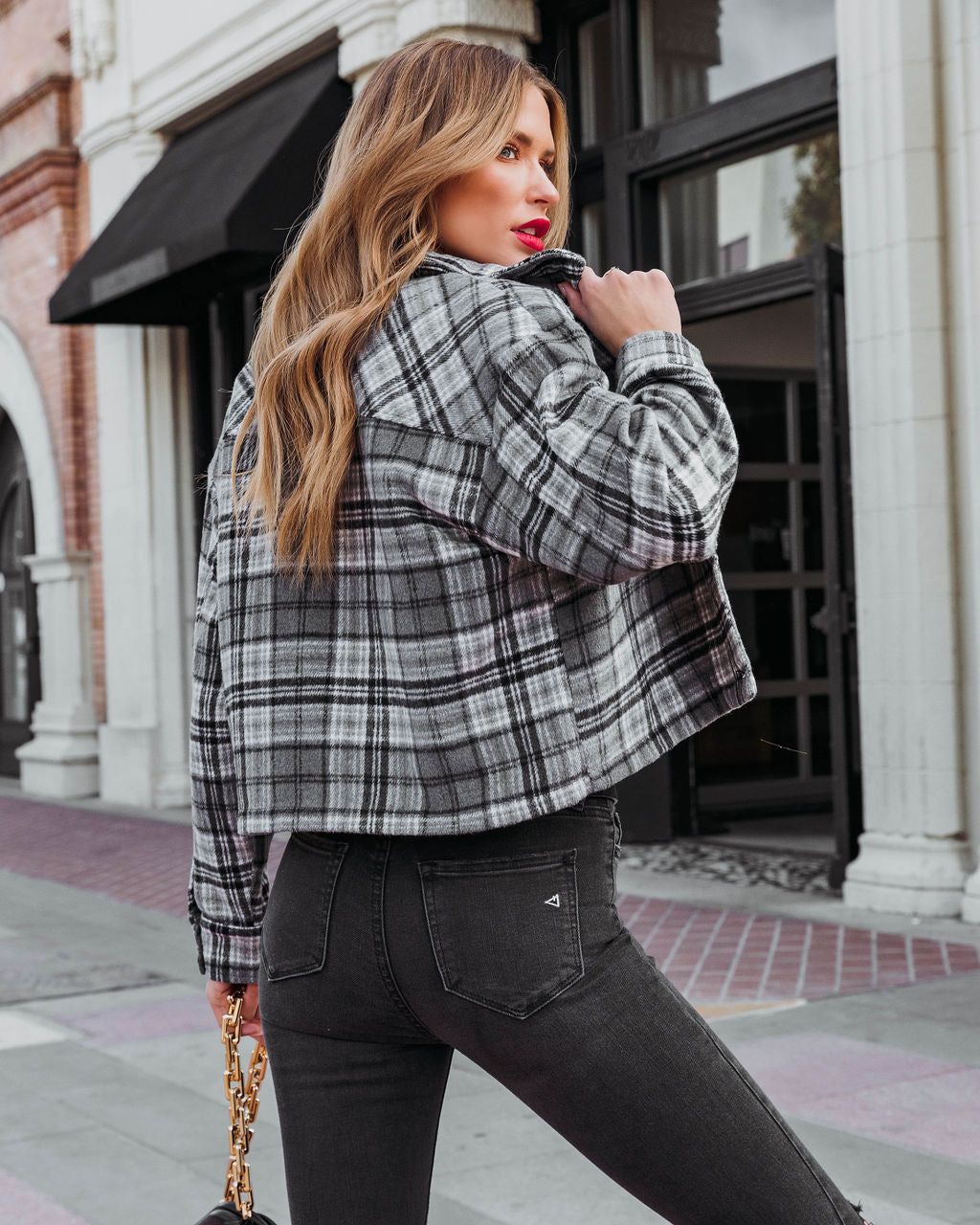 West Coast Plaid Cropped Shacket - FINAL SALE sold by Vici product image thumbnail 4