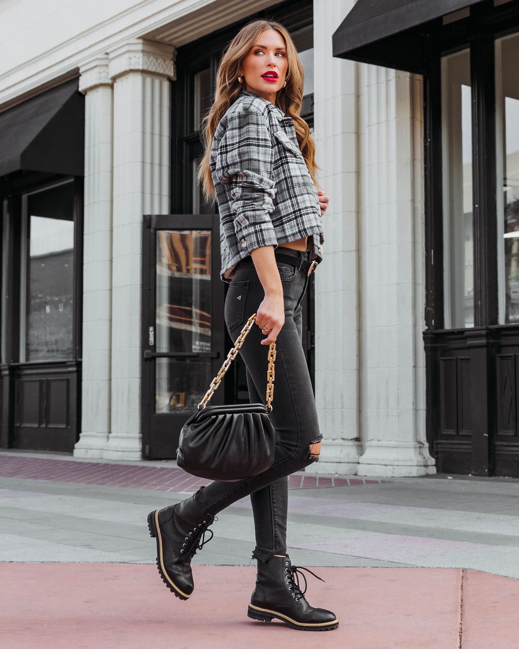 West Coast Plaid Cropped Shacket - FINAL SALE sold by Vici product image thumbnail 5