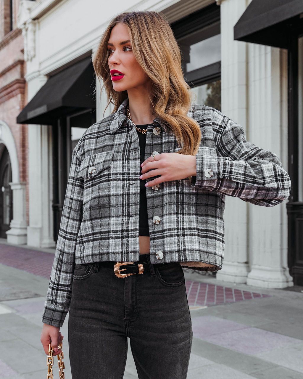 West Coast Plaid Cropped Shacket - FINAL SALE sold by Vici