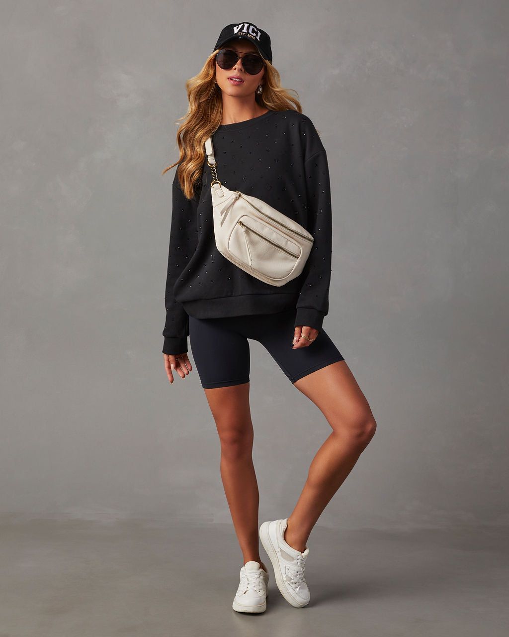 Bling Oversized Embellished Sweatshirt - Black sold by Vici product image thumbnail 2