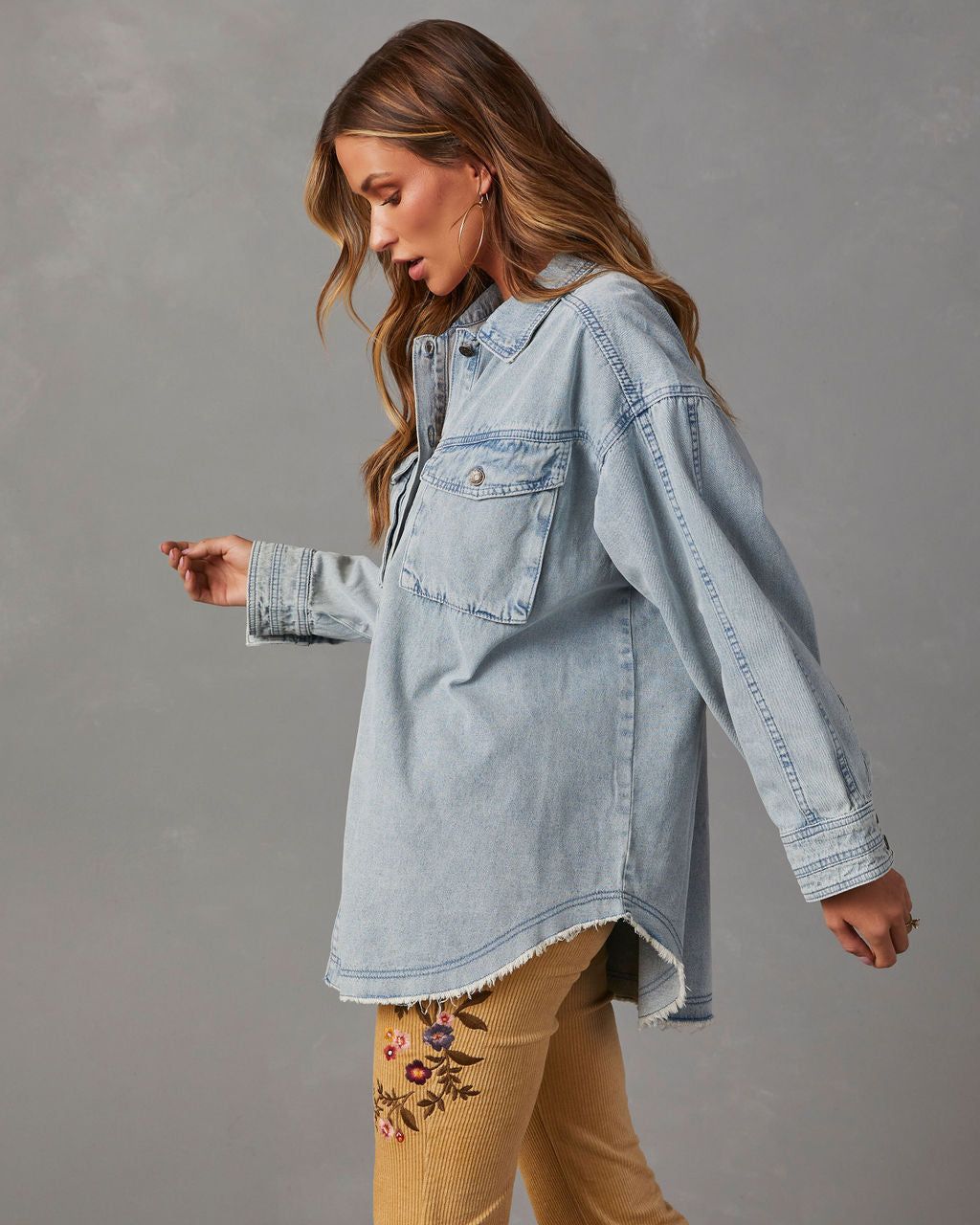 Joelle Denim Shacket - Medium Wash sold by Vici product image thumbnail 3