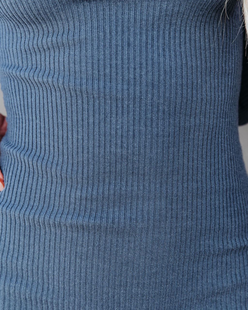 Yasmine Long Sleeve Ruched Knit Dress - Dusty Navy - FINAL SALE sold by Vici product image thumbnail 4