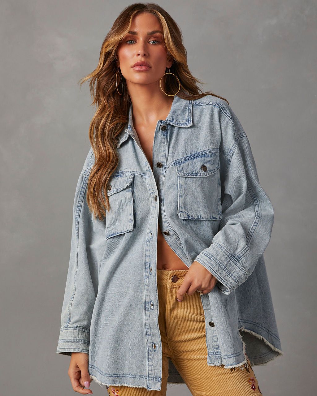 Joelle Denim Shacket - Medium Wash sold by Vici product image thumbnail 5