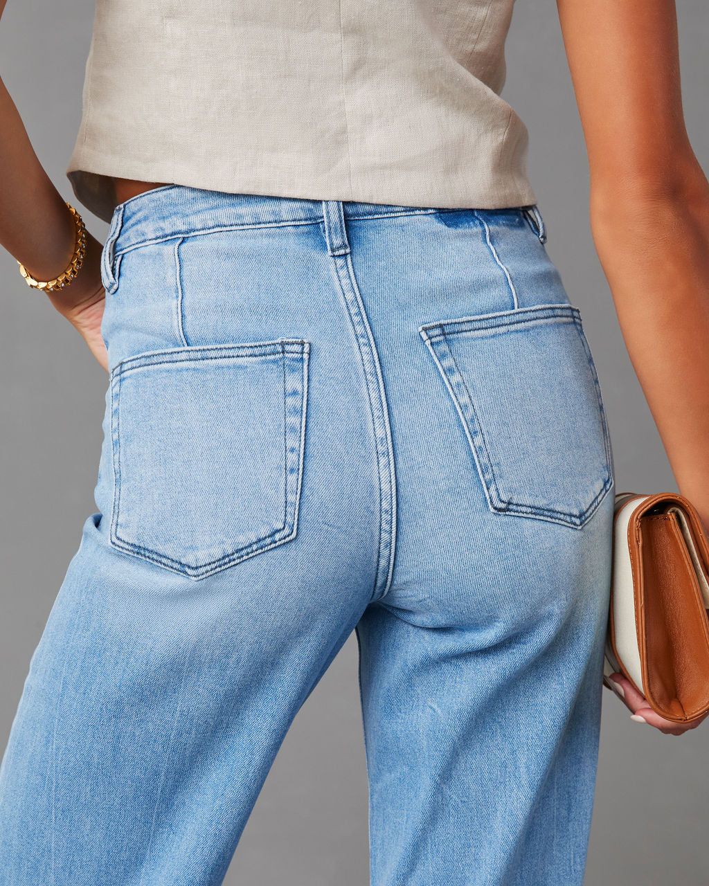 Aleesia Mid Rise Wide Leg Jeans - Medium Wash - SALE sold by Vici product image thumbnail 2
