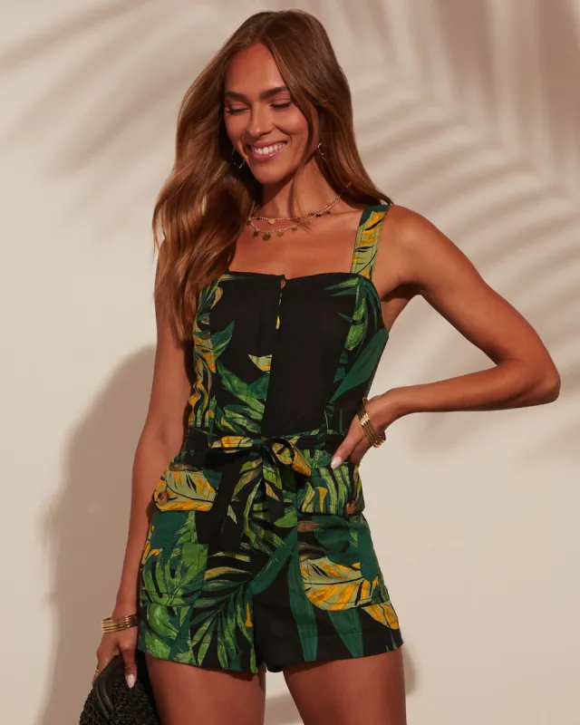 Costa Tropical Print Romper sold by Vici