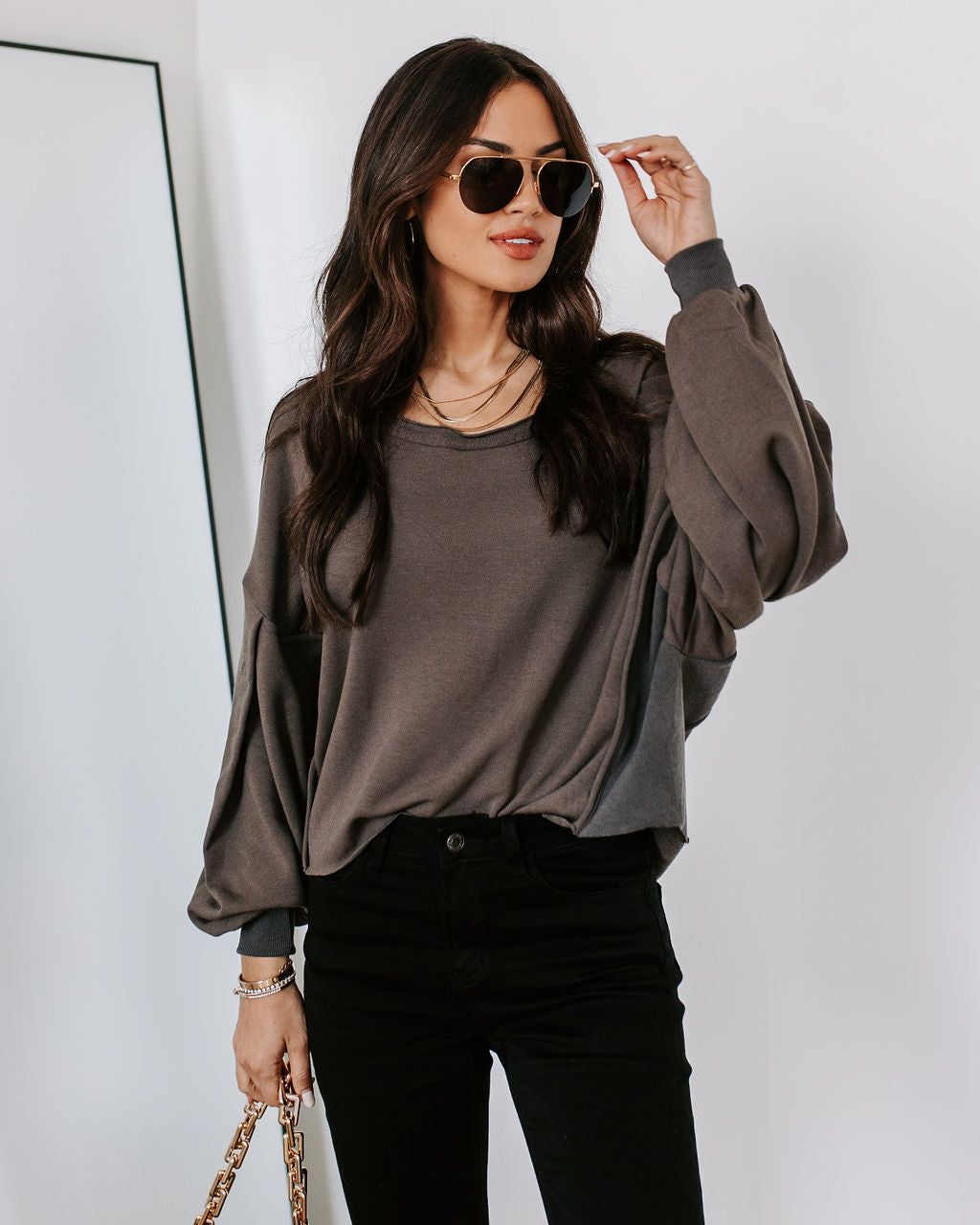 Jerome Knit Dolman Long Sleeve Top sold by Vici