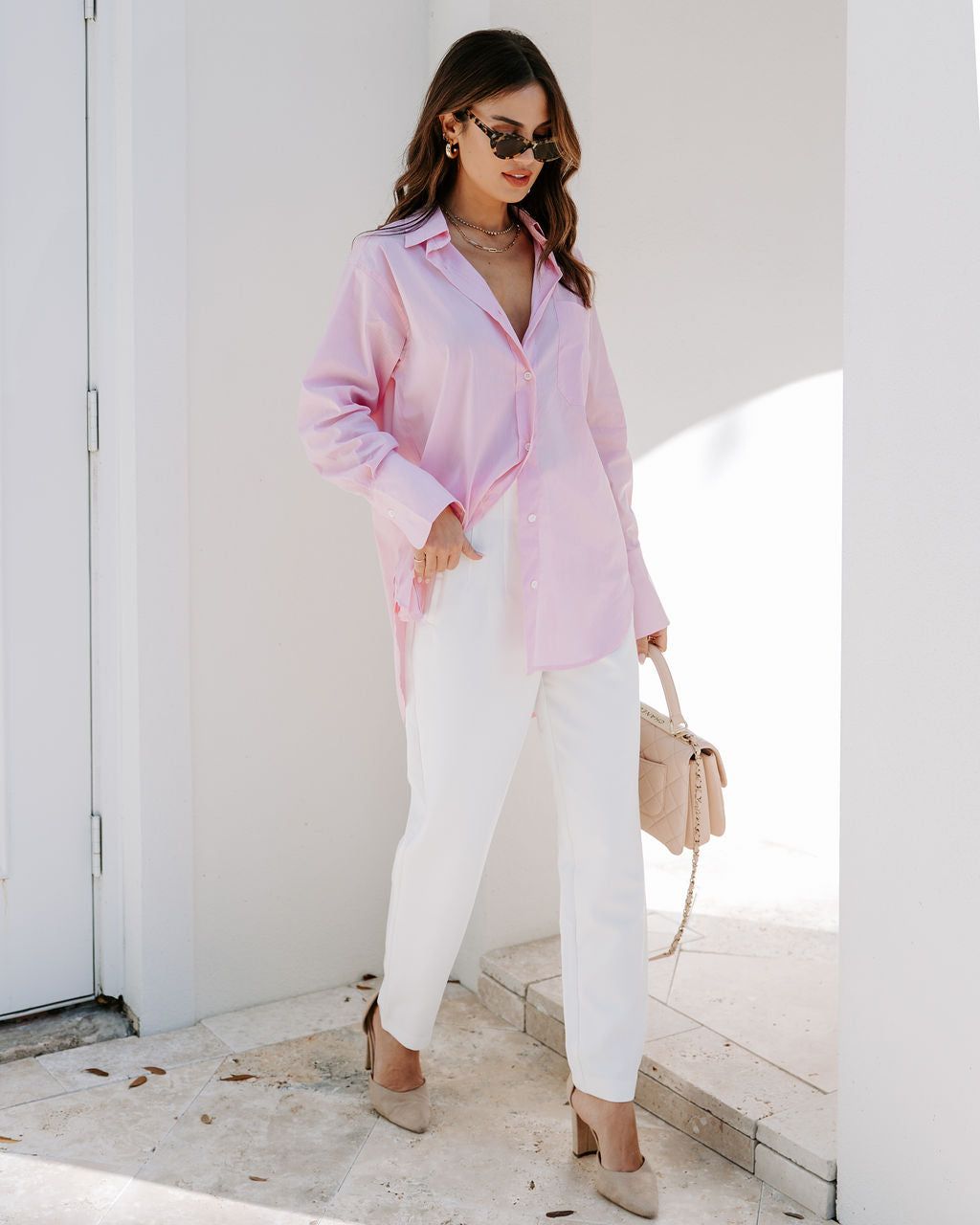 Menswear Cotton Blend Button Down Shirt - Pink - FINAL SALE sold by Vici product image thumbnail 5