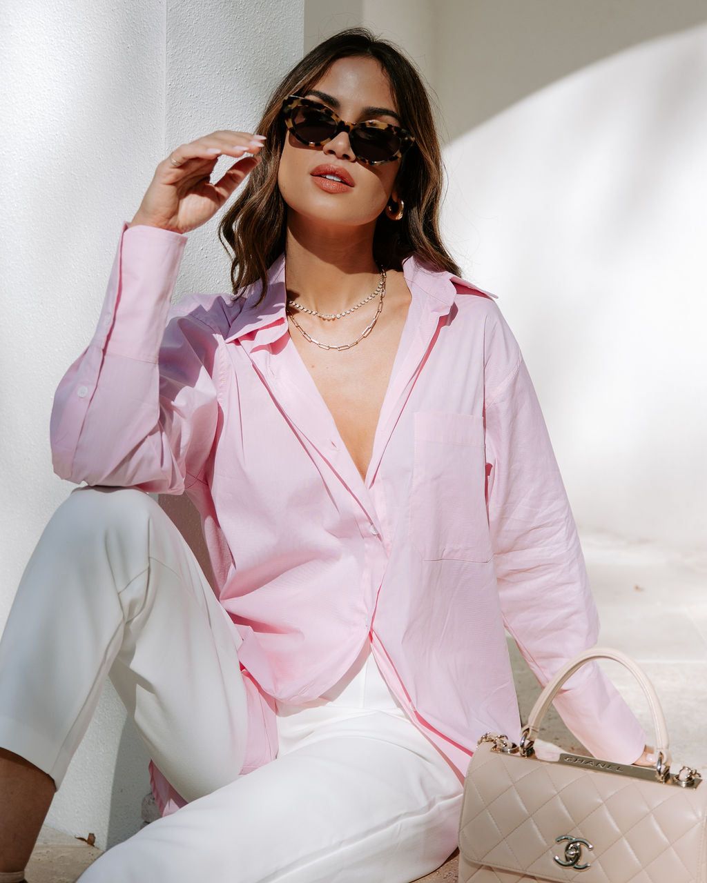 Menswear Cotton Blend Button Down Shirt - Pink - FINAL SALE sold by Vici product image thumbnail 7