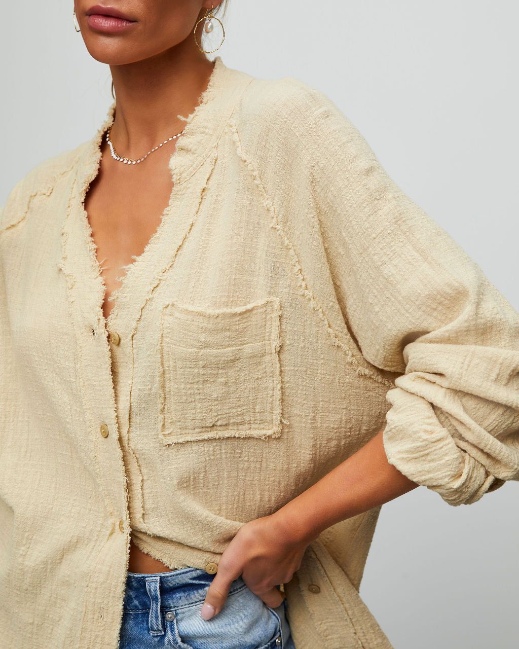 Off Duty Button Front Top sold by Vici product image thumbnail 3
