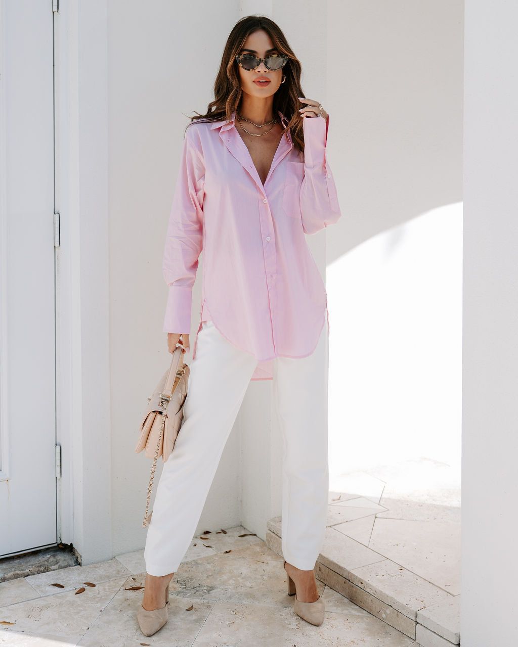 Menswear Cotton Blend Button Down Shirt - Pink - FINAL SALE sold by Vici product image thumbnail 3