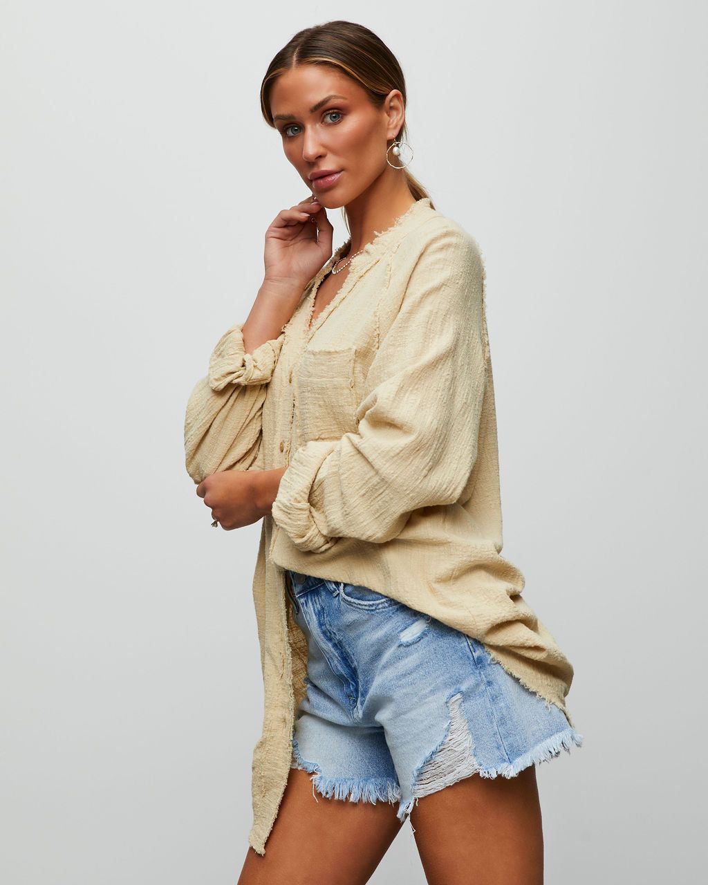 Off Duty Button Front Top sold by Vici product image thumbnail 4