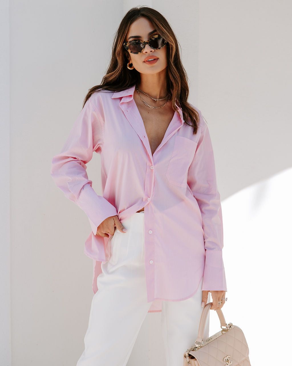 Menswear Cotton Blend Button Down Shirt - Pink - FINAL SALE sold by Vici product image thumbnail 6