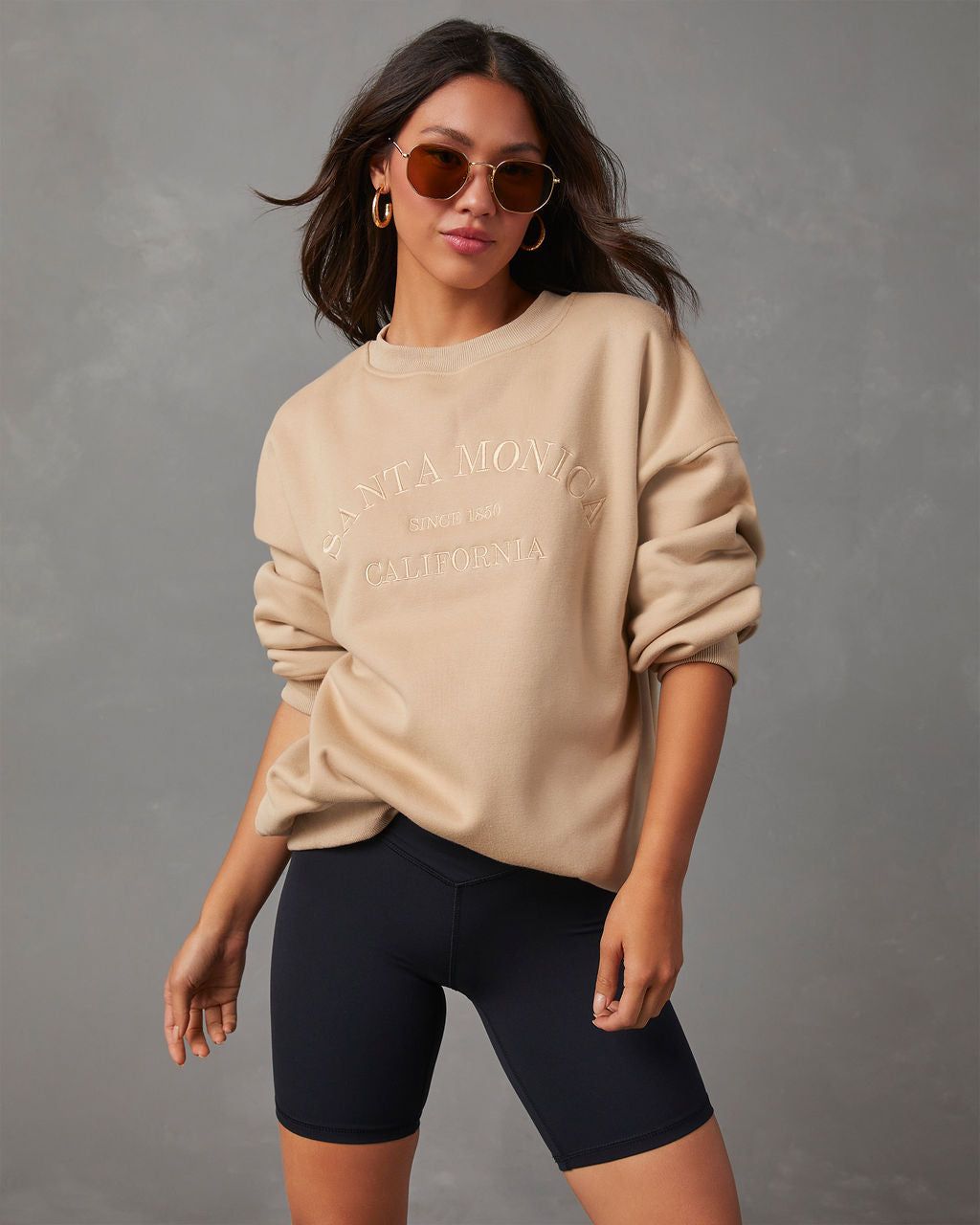 Santa Monica California Sweatshirt - Beige sold by Vici product image thumbnail 5
