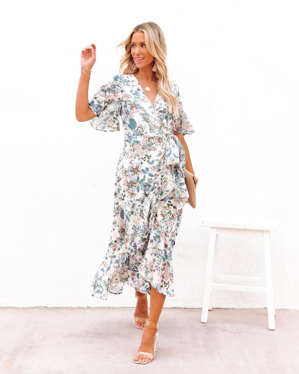 Amaris Floral Wrap Maxi Dress - FINAL SALE sold by Vici product image thumbnail 8