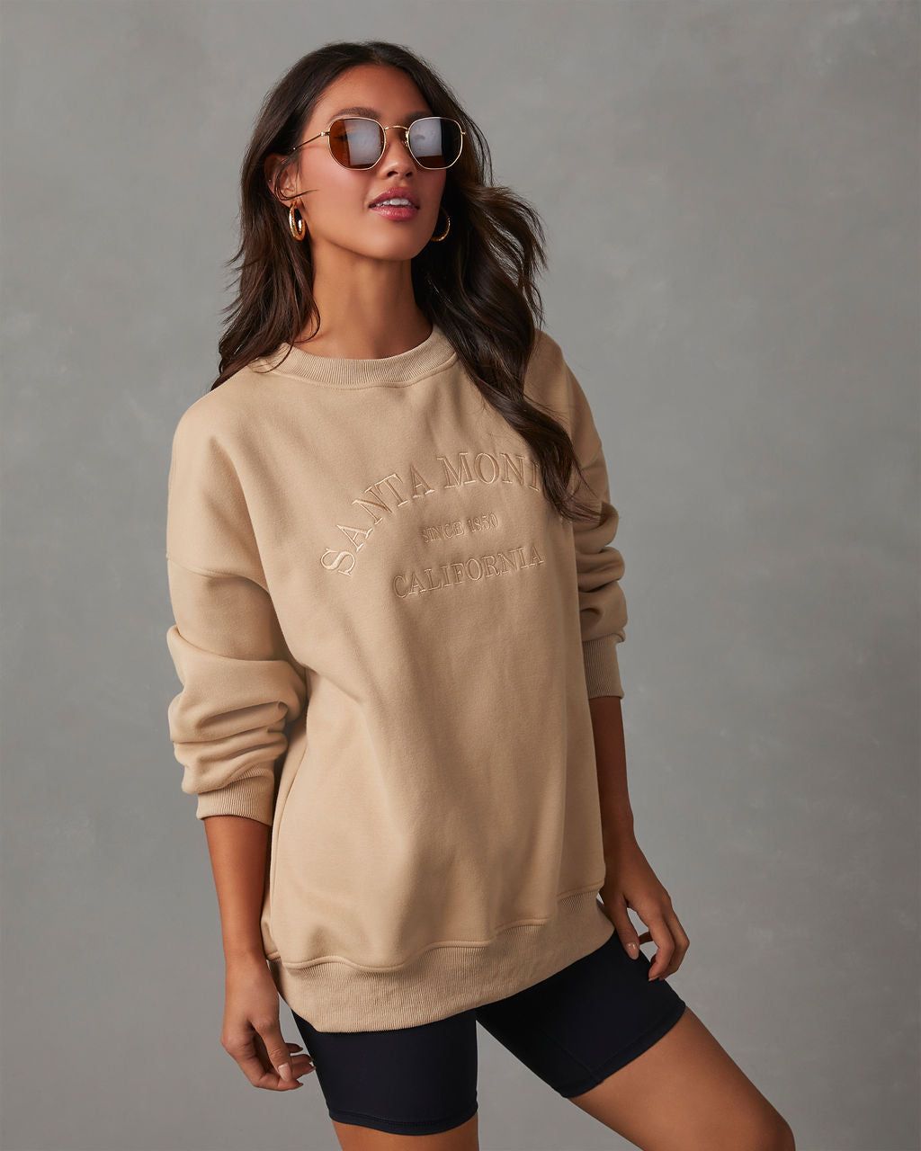 Santa Monica California Sweatshirt - Beige sold by Vici product image thumbnail 3