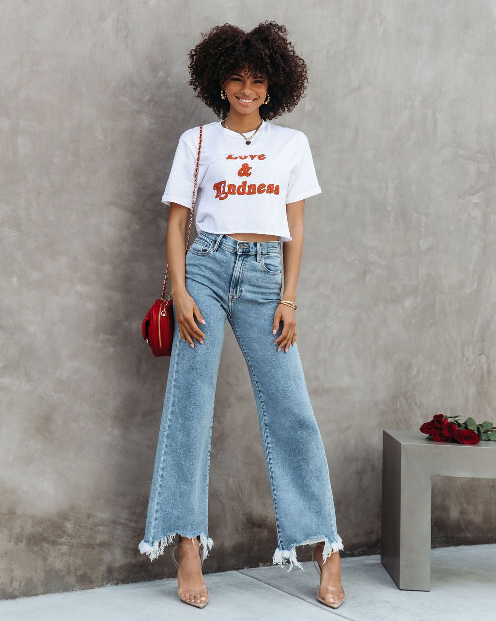 Love And Kindness Cropped Cotton Tee sold by Vici product image thumbnail 3