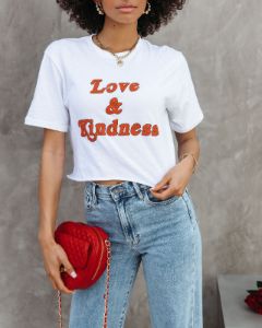 Love And Kindness Cropped Cotton Tee sold by Vici