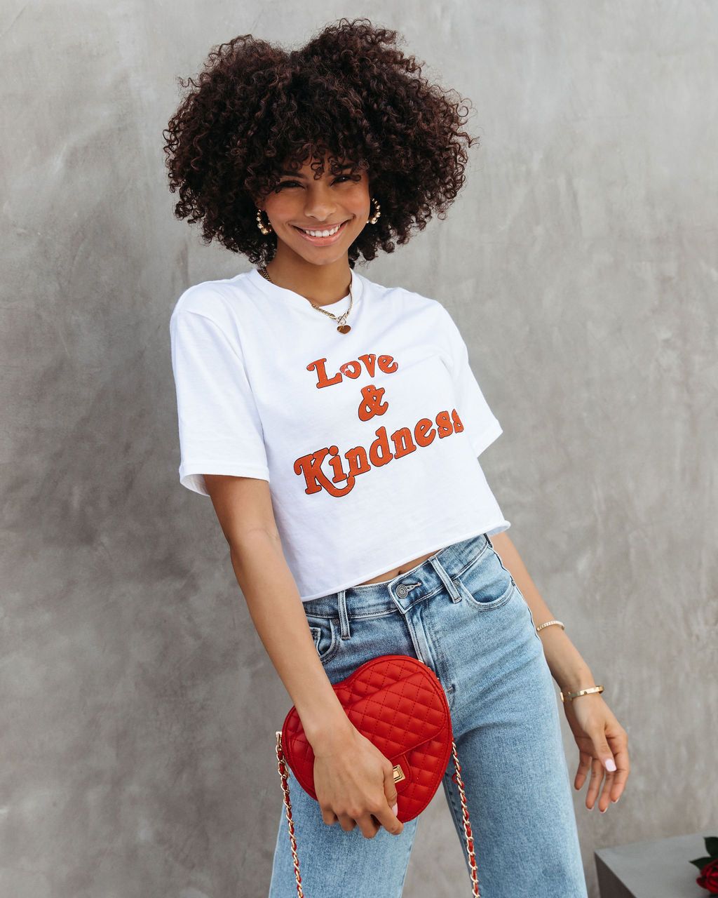 Love And Kindness Cropped Cotton Tee sold by Vici