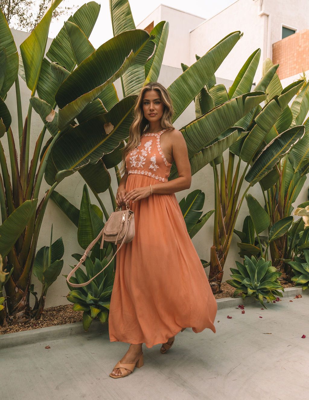 Club Tropicana Embroidered Maxi Dress - Salmon - LAST CHANCE sold by Vici product image thumbnail 7