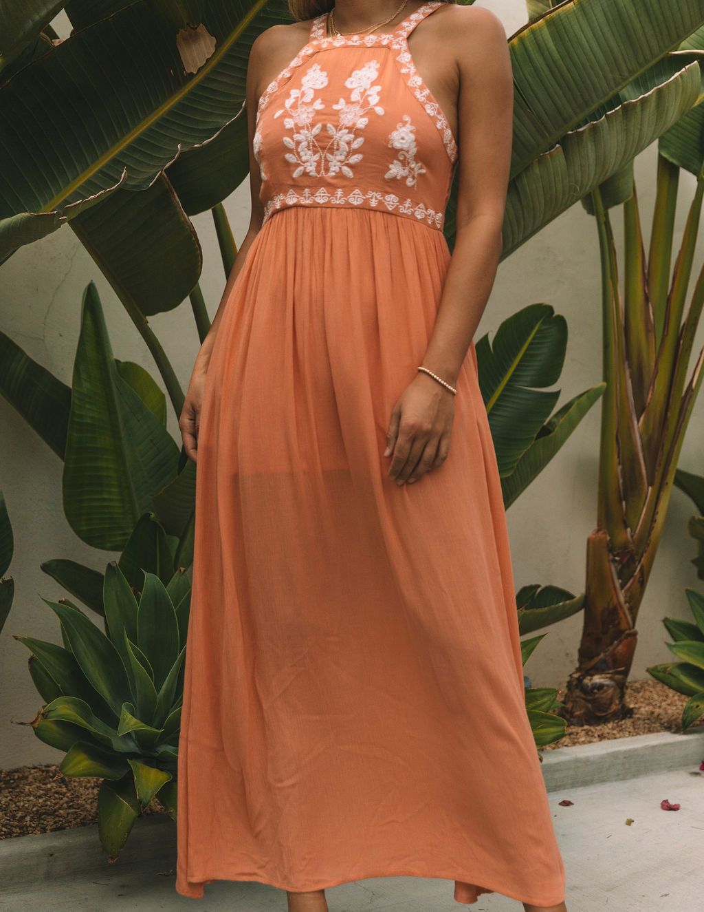 Club Tropicana Embroidered Maxi Dress - Salmon - LAST CHANCE sold by Vici product image thumbnail 8