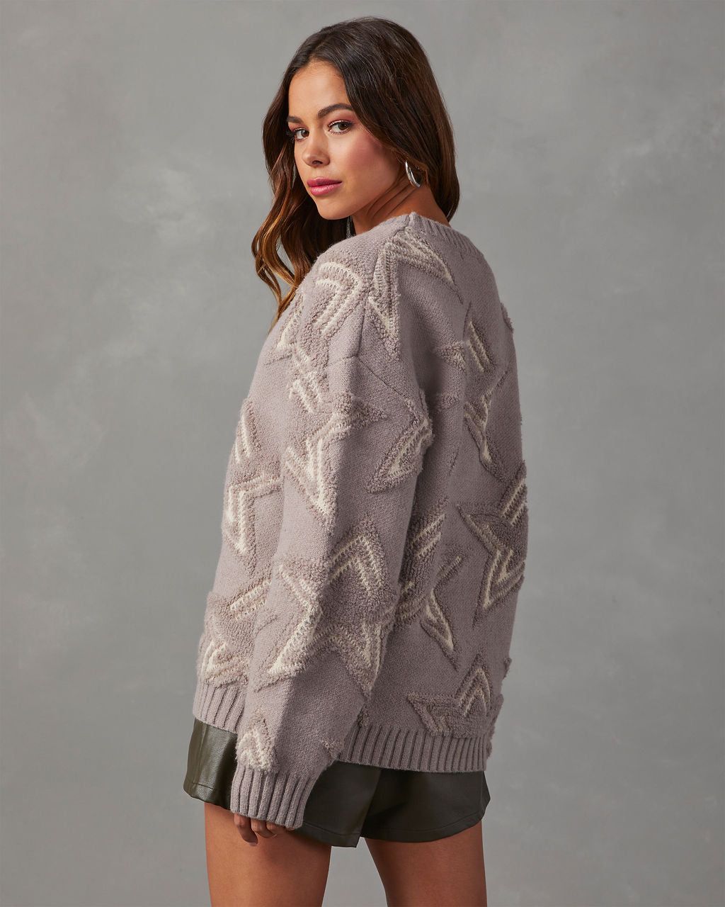 Celestial Chic Star Embossed Sweater - Mocha sold by Vici product image thumbnail 4