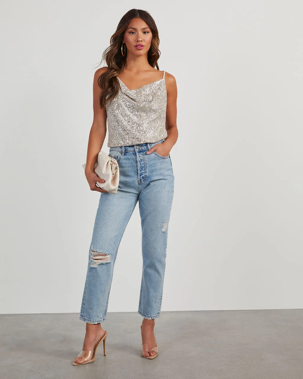 Diamond Girl Sequin Cowl Neck Top sold by Vici product image thumbnail 5