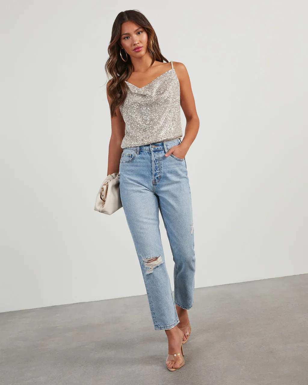 Diamond Girl Sequin Cowl Neck Top sold by Vici product image thumbnail 2