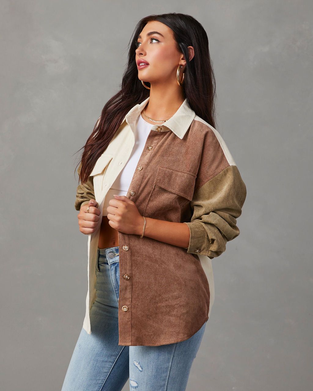 Connolly Corduroy Colorblock Button Down Top sold by Vici product image thumbnail 3