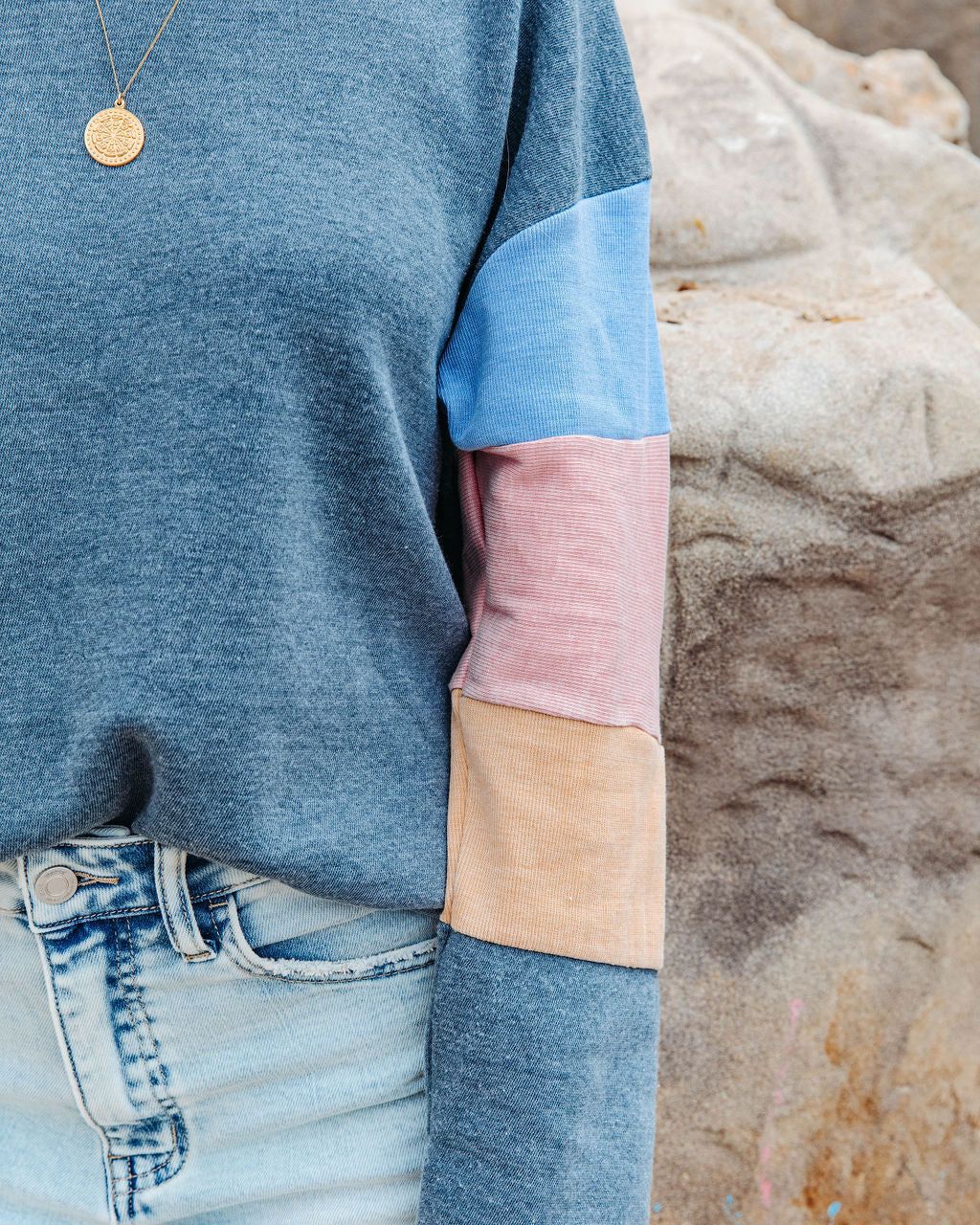 Zelie Cotton Blend Colorblock Pullover - Multi - SALE sold by Vici product image thumbnail 4