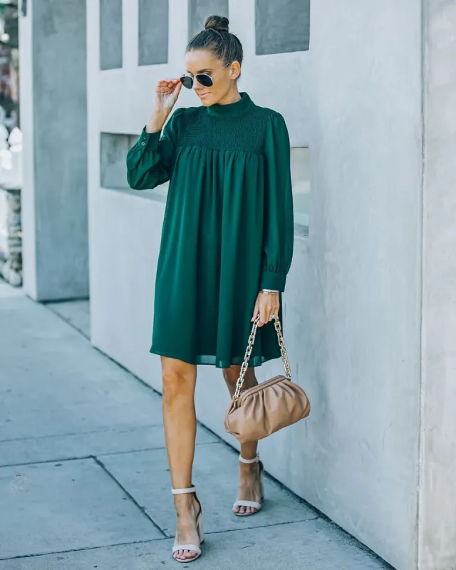 Kolly Smocked Babydoll Dress - Emerald - FINAL SALE sold by Vici